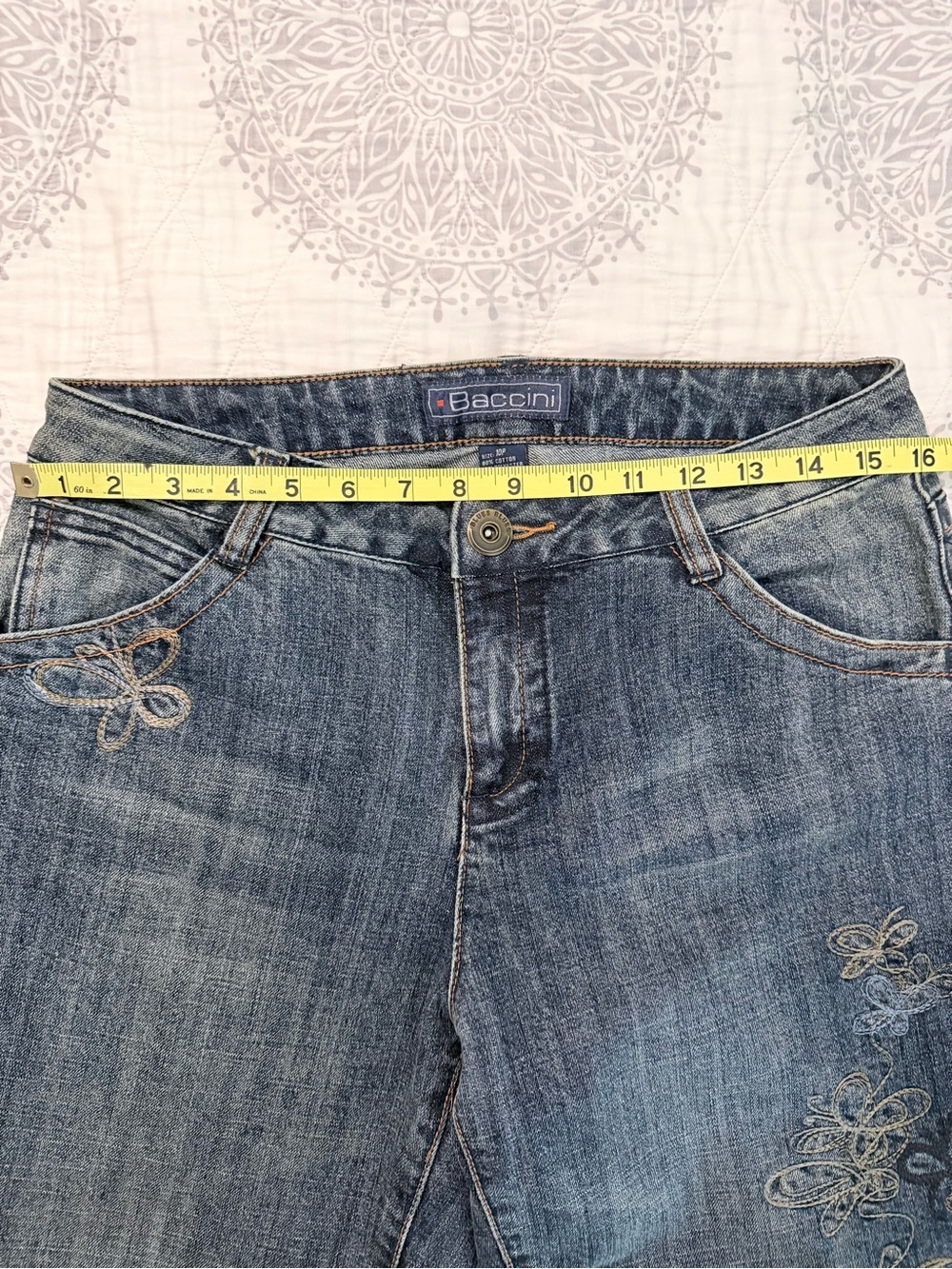 Baccini 10P Blue Boot Cut Jeans with Floral Stitching - Picture 2 of 7